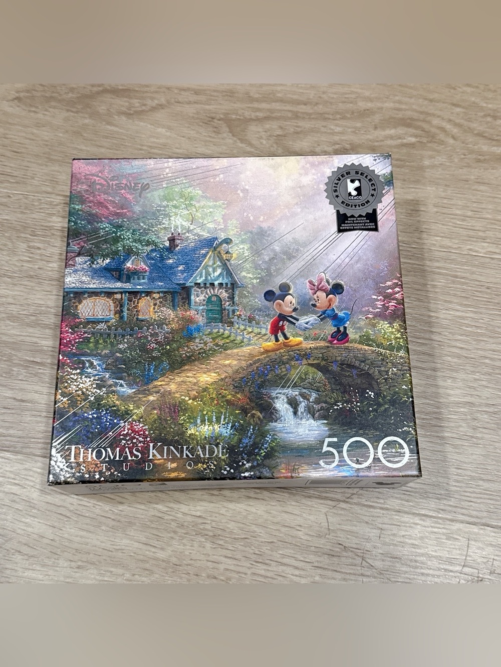 Thomas Kinkade Disney Mickey & Minnie 500-Piece Puzzle - cottage